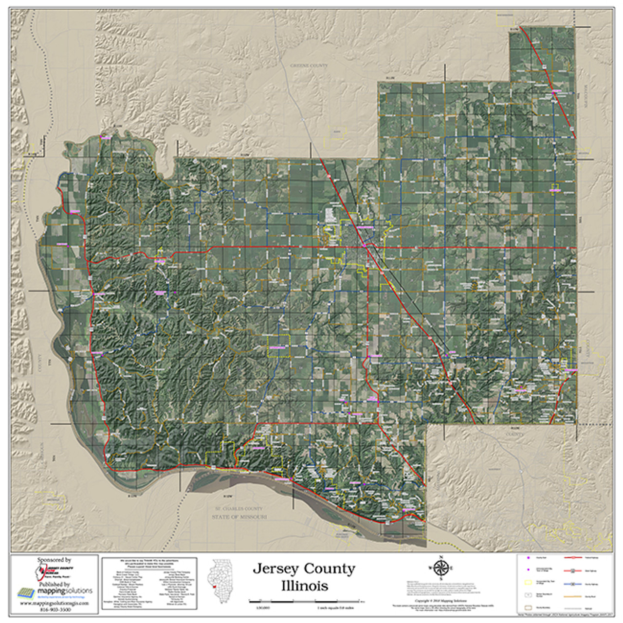 Jersey County Illinois 2018 Aerial Wall Map